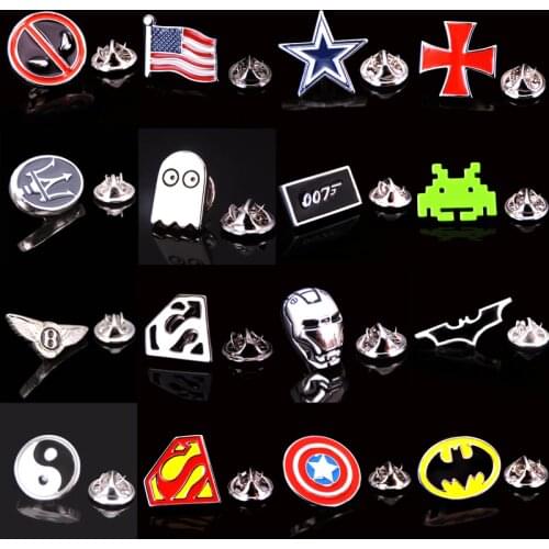 Cross shaped movie animation superhero Brooch high quality enamel spray painting mens pin wholesale / retail
