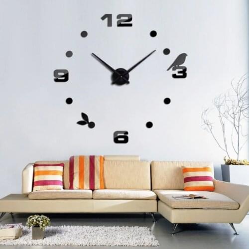 Top fashion 3d wall clock still life quartz watch modern home decoration clocks living room diy acrylic mirror stickers
