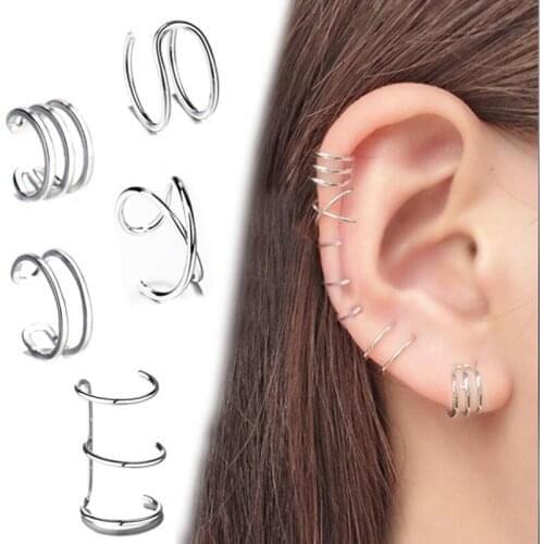 Fashion Gold Silver Color Ear Cuffs Leaf Clip Earrings for Women Climbers No Piercing Fake Cartilage Earring Accessories 2021