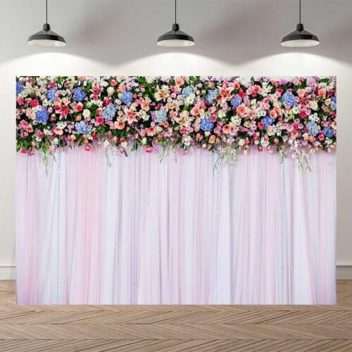 NeoBack Photography backdrops wedding party Violet Pink Floral Flower wall curtains love Bridal shower banner photo studio P4332