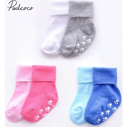 2019 Brand New Newborn Infant Kids Baby Boys Girls Warm Socks Cotton Non-Slip Socks Winter Solid Candy Color Infant Socks 0-6T