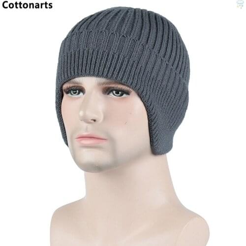 New Winter Warm Earmuff Cap Mens Outdoor Knitted Hat Plus Velvet Warm Skullies Beanies Windproof Earflaps Bonnet Hats for Women
