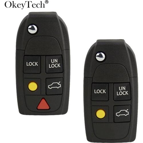 OkeyTech 4/5 Button New Replacement Remote Flip Folding Car Key Shell Fob For Volvo XC70 XC90 V50 V70 S60 S80 C30 Cover Case