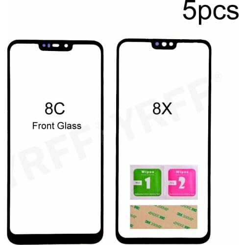 5pcs For Huawei Honor 8C 8X (No LCD Touch Screen) Front Glass Panel Outer Glass Cover Assembly Parts