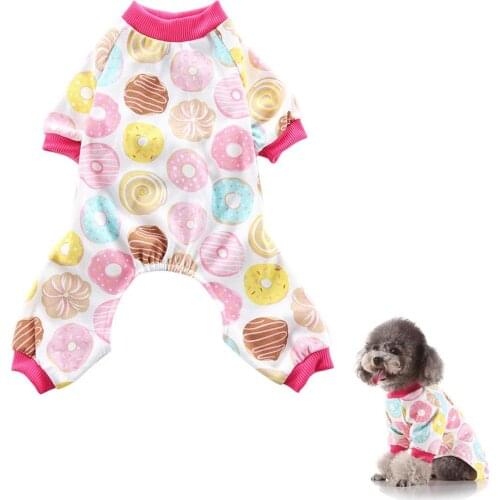 Sweetie Donuts Pet Clothes Dog Pajamas Soft Cotton T-shirt Shirts Bodysuit for Small Medium Large Dogs Chihuahua Teddy Yorkie