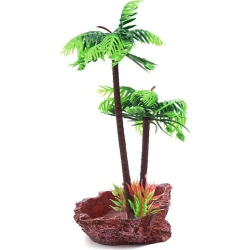 Tortoise Feeding Dish Resin Tree Reptiles Water Food Holder Feeding Bowl Terrarium Landscape Decor