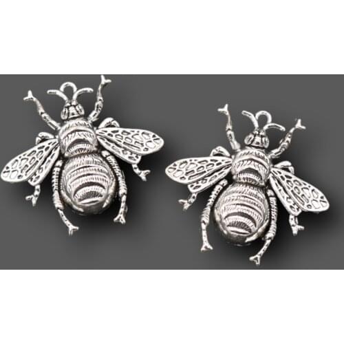 Large Silver Color Bee Pendant,Male Bee Pendant , Busy Bee Pendant, 40*37MM Bee Charm, Bee Jewelry