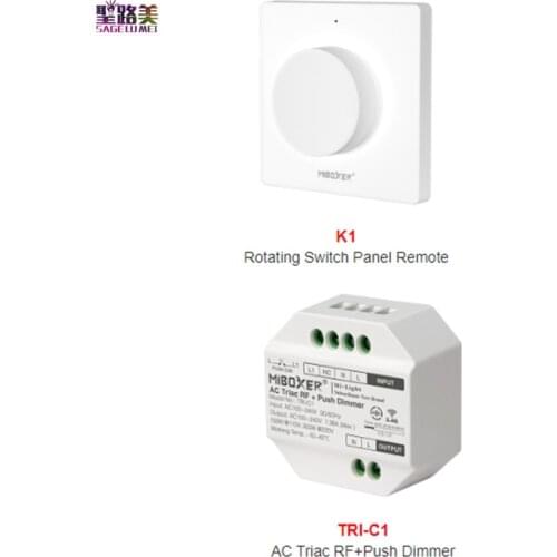 Miboxer K1 Rotating Switch Panel Remote+AC Triac RF Push Wifi Dimmer Switch Brightness Color Temperature for LED Buld Light