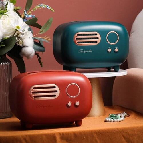 Retro Radio Model Tissue Box Home Living Room Bedroom Desktop Napkin Tissue Holder Home Decoration