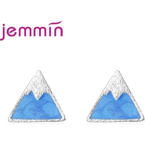 Minimalist New Fashion Unique Triangle 925 Sterling Silver Stud Earring For Girls Christmas Festival Gift