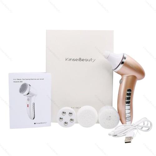 4 In 1 Wash Facial Cleansing Brush Sonic Vibration Face Cleaner Electric Waterproof Massage with 4 Heads Face Cleaning Apparatus