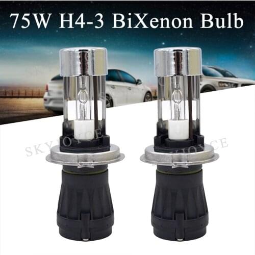 SKYJOYCE 2018 New H4 Bixenon HID Bulb 12V 75W 4300K 5000K 6000K H4 H4-3 Hi/Lo Beam HID Headlight Bulb With H4 HID Controller