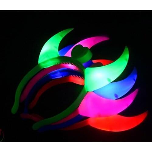 Glowing Horn Hair Hoop Party Headdress The Devil Horns Lights Opening Gifts Toys Wholesale Stalls