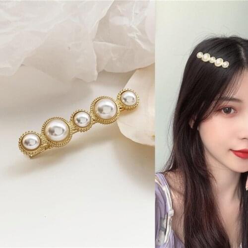 Vintage Baroque Pearl Metal Barrette Hairpin Classic Simple Hair Sticks for Women Girls Kids Hair Clips 2021 New Arrival Trend