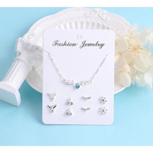 Women Ear stud necklace set Fashion Sliver Color Stud Earrings Sets More Style Cheap Price Elk Bow