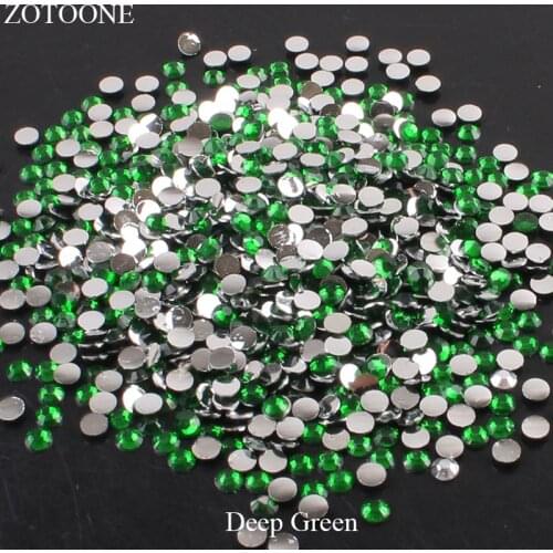 ZOTOONE FlatBack Resin Nail Art Non HotFix Deep Green Rhinestones Stones For Clothes DIY Strass Crystals Applique Decorations E