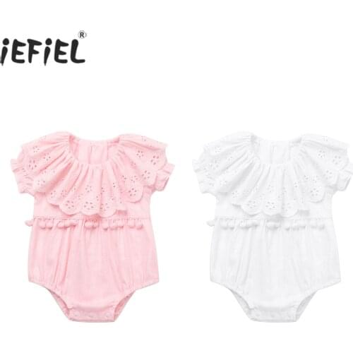 0-12M Newborn Baby Girl Ruffled Clothes Sleeveless Lace Floral Romper One-Pieces Bodysuits Jumpsuit Baby Clothing Outfit Sunsuit
