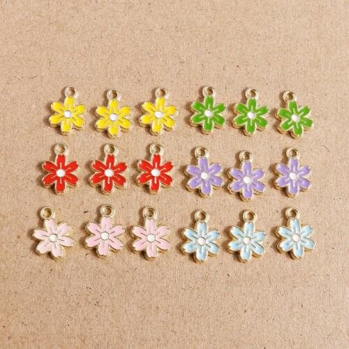 10pcs 9*12mm 6 Colors Enamel Small Flower Charms Pendants for Making Necklaces Earrings Bracelets DIY Handmade Jewelry Findings