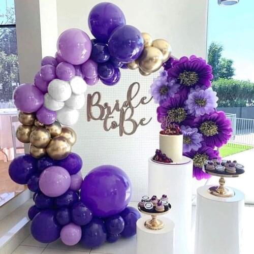 113Pcs/lot Purple White Balloons Chain Metallic Gold Macaron Purple Balloon Garland Ballon Arch for Wedding Birthday Party Decor