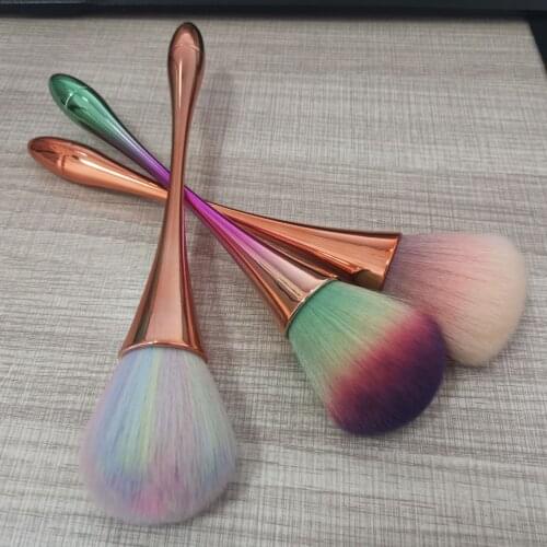 1PC-Colorful Soft Nail Art Brush,Manicure Professional Clean Brush, Nail Art Powder Cleaning Makeup Tools#3 Colors