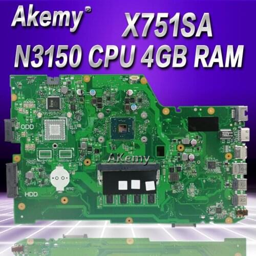Akemy X751SA 4 cores N3150 CPU 4GB RAM Laptop motherboard For Asus X751S X751SJ X751SV mainboard Tested Working