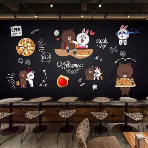 Beibehang Custom wallpaper 3d murals European and American fashion brick wall hand-painted pizza background wall paper home decr