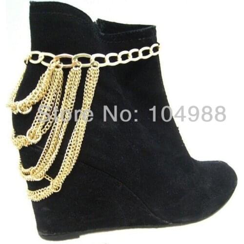 FREE SHIPPING New Style AK-06 Women Fashion Gold colour Chain Ankle Multi-layers Chains Boots Ankle Chain Jewelry