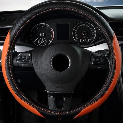 Auto Car Assessoires Interior Couvre Volant Voiture Steering Wheel Cover Carbon Fiber Leather Funda Volante Coche Cubre Volante