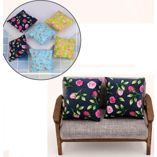 Flower Pillow Cushions For Sofa Couch Bed 1/12 Dollhouse Miniature Furniture Toys