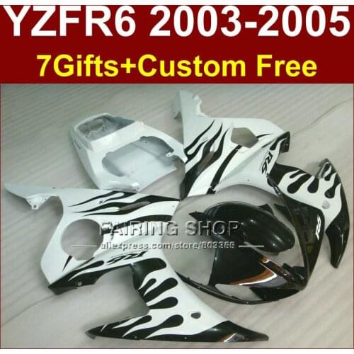 R6 body repair parts for YAMAHA r6 Motorcycle fairings sets 03 04 05 YZF R6 2003 2004 2005 white black fairing kit EJU