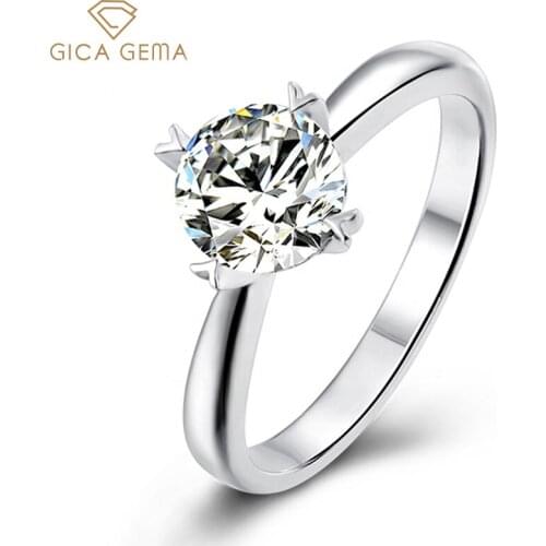 GICA GEMA Classic Rings For Women 4 Prong Setting Moissanite Stones 100% Silver 925 Engagement Anniversary Gifts Fine Jewelry
