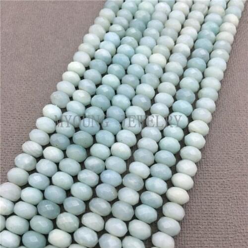 Faceted Abacus Pure Color Blue Amazonite Beads,Sky Blue Nature Stone Beads For Jewelry Making, 15.5''Free Shipping MY0668
