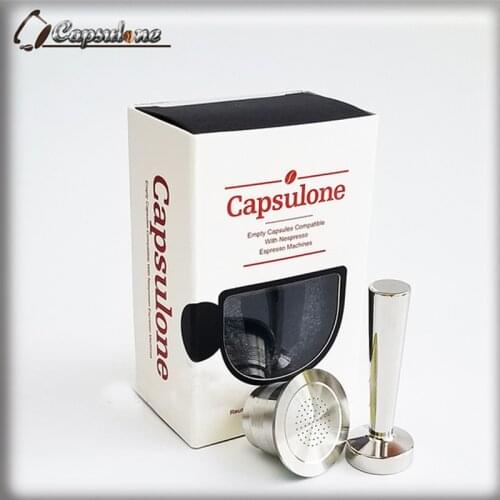 Capsulone/STAINLESS STEEL Metal capsule compatible for nespresso coffee Machine Refillable Reusableand coffee capsule and tamper