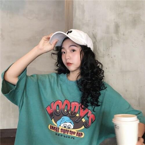 Summer Kawaii Cartoon Animation Graphic Fun Short-Sleeved Womens T-Shirt Korean Style Harajuku Style Oversized e Gril Tops