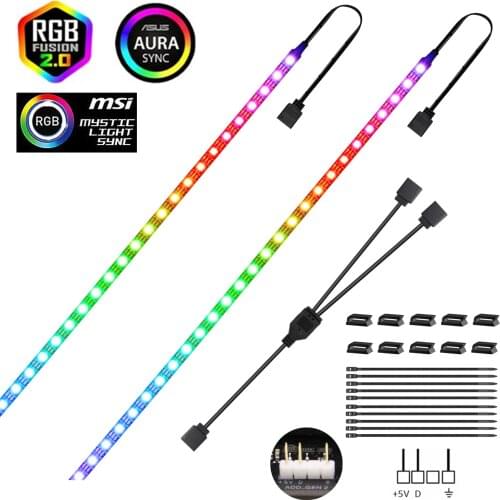 Motherboard RGB Addressable WS2812b LED Strip For PC Case, for ASUS Aura SYNC,MSI Mystic Light SYNC,RGB Fusion 2.0, 3 Pin Header
