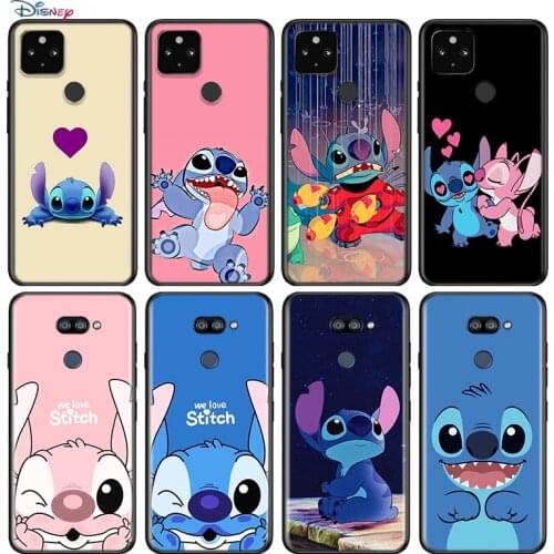 Cute Lilo Stitch For Google Pixel 5 4 4A XL Shell For LG Q60 V60 V50 V50S V40 V35 V30 5G Black Soft Phone Case