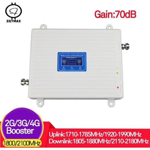 ZQTMAX 2G 3G 4G gsm mobile signal amplifier 1800 2100 dual band umts lte Cellular Signal Booster DCS WCDMA Repeater BI B3 band