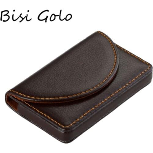 BISI GORO 2020 Women And Men Business Name Card Holder Magnet Big Capacity Classic Style Card Box PU Fashion ID Card Case Wallet