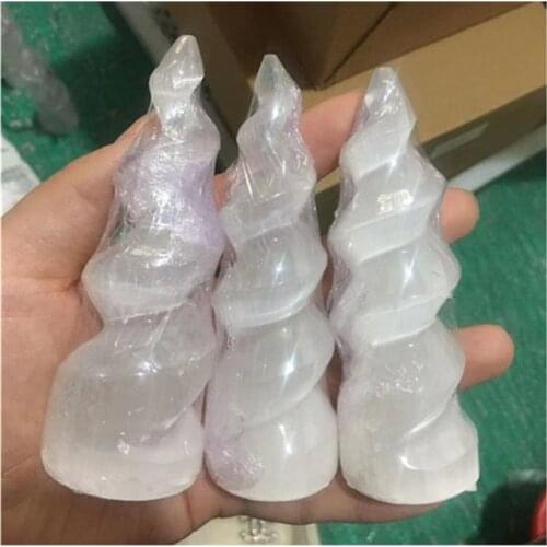 Natural Selenite Spiral Crystal Healing Gemstones For Home Decoration