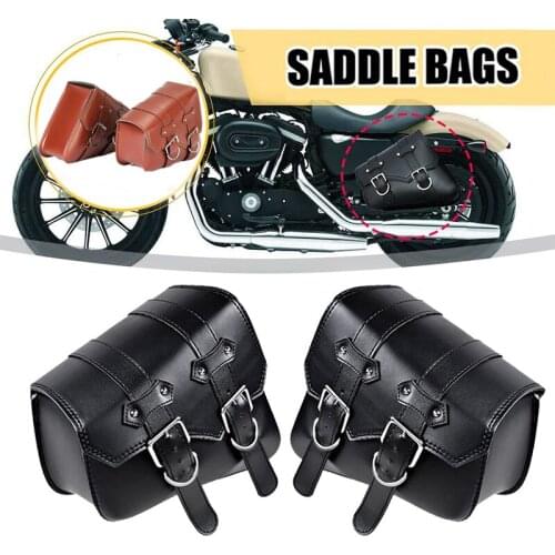 New Motorcycle Synthetic Leather Saddle Bag Luggage Brown Side Tool Bag for Honda Yamaha Suzuki Harley Sportster XL 883 XL1200