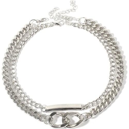 2020 new product accessories double layer Choker chain hip hop chain necklace Short Punk clavicle chain necklace