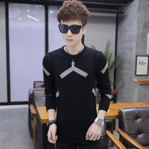 New Men Sweaters Long-sleeved Youth Black Knit Sweater Figure-flattering Sweater O-Neck Casual Pullovers Spring Autumn Sweaters