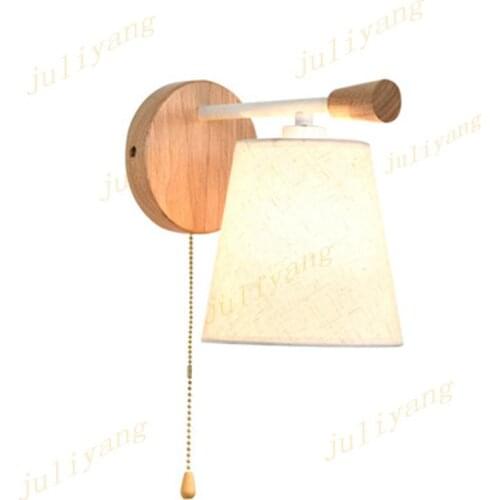 New Wood Wall Light fixture with pull sconce Switch bedside wall lamp for Bedroom Dining Room decoration