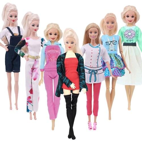 Barbies Clothes Daily Casual Wear For 11 Inch 26-28 Cm Barbies Fashion Suit Barbiees Skirt Overalls,For Kids Toy,Free Shiping