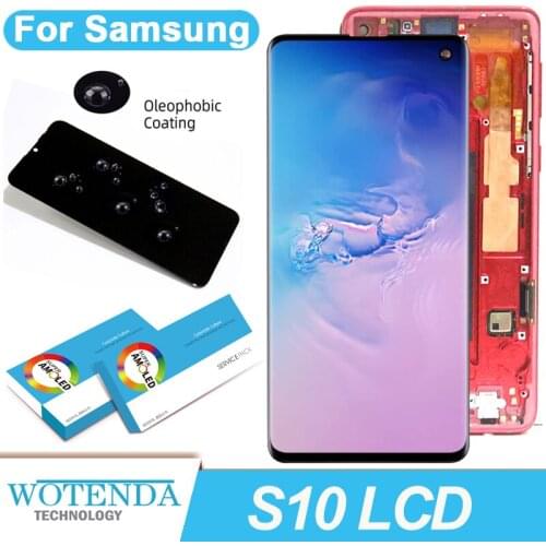Original 6.1'' Super Amoled Display with frame for Samsung Galaxy S10 G973F/DS Full LCD Touch Screen Digitizer with Service Pack