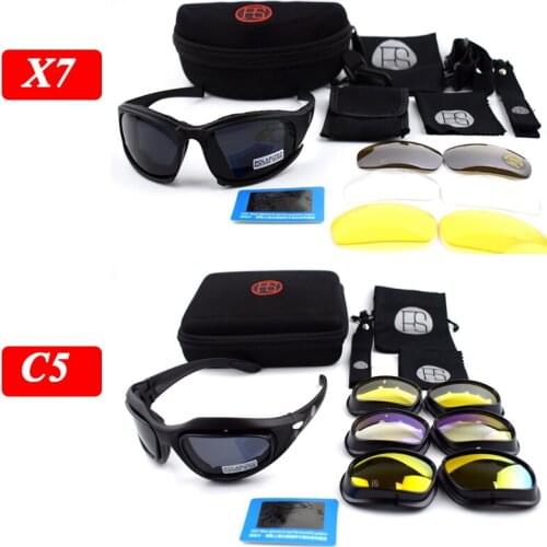 Polarized Tactical Goggles X7 C5 Army Sunglasses Military Glasses Shooting Glasses 4 Lens Kit Hiking Camping Glasses