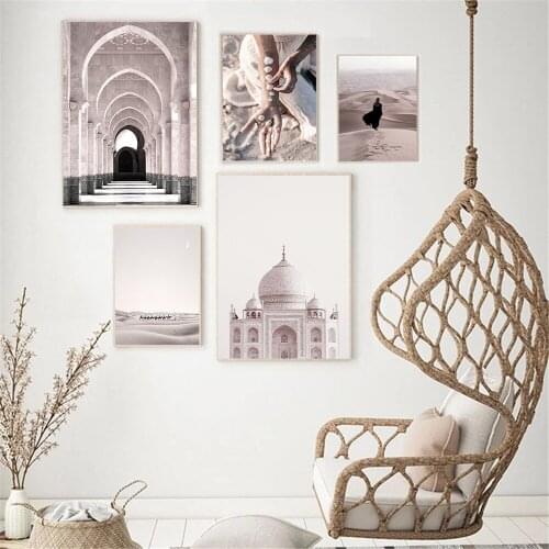 Islamic Architecture Poster Pink Flower Art Print Octopus Desert Landscape Canvas Painting Modern Picture Living Room Home Decor