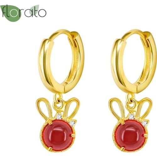 Hoop Earrings 925 Sterling Silver Exquisite Red Zircon Pendant Earrings Sweet And omantic Girls Spring Snd Summer New Jewelry