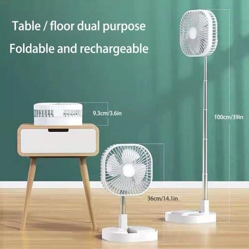 Folding Telescopic Floor Fan Mini Usb Rechargeable Summer Mute Silent Student Desktop Table Fan For Office Bedroom Cooler#G4