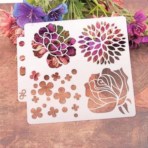 14.1*13 bouquet scrapbook stencils spray plastic mold shield DIY cake hollow Embellishment printing lace ruler Easter
